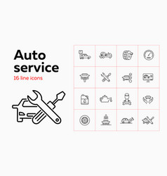 Auto Service Line Icon Set