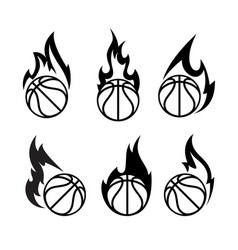 Basketball Ball Surrounded By Flames