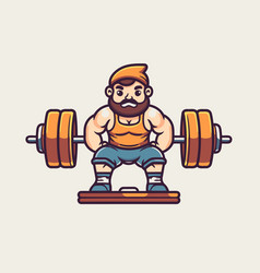 Cartoon Character Of A Fat Man Lifting Barbell