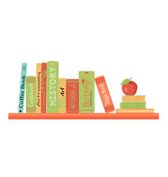 Colored Bookshelf With Apple