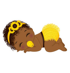 Cute little sunflower african american baby girl Vector Image