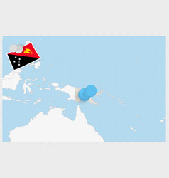 Map Of Papua New Guinea With A Pinned Blue Pin