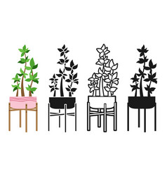 Potted House Plant Cartoon Icon Set Leaf