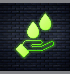 Glowing Neon Washing Hands With Soap Icon Isolated