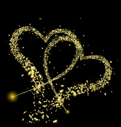 Gold Pieces Foil Fly In Shape Two Hearts