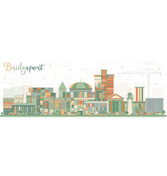 Bridgeport Connecticut City Skyline With Color