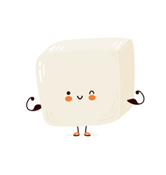 Cute Funny Tofu Show Muscle Hand Drawn