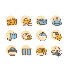 Cheese Icon Set Dairy Products Sign Graph Symbol