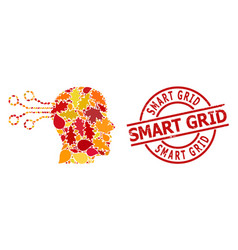 Grunge Smart Grid Stamp Seal And Mind Interface