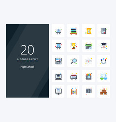 20 High School Flat Color Icon For Presentation