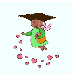 African American Little Angel With Hearts