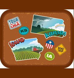 Iowa And Kansas Travel Stickers