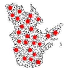 Mesh Polygonal Map Quebec Province With Red