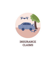 Round Icon About Insurance Claims Flat Style