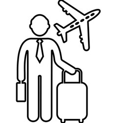 Businessman Tour Visit Outline Icon Line Art