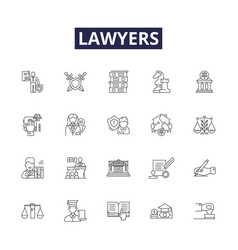 Lawyers Line Icons And Signs Solicitor