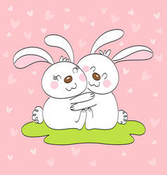 Lovely Of Two Rabbits Hugging