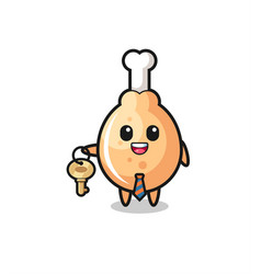 Cute Fried Chicken As A Real Estate Agent Mascot