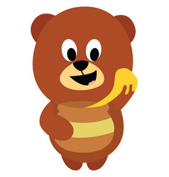 Bear With Pot Honey On White Background