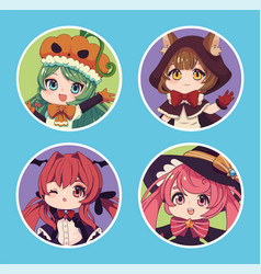 Set Cute Anime Chibi