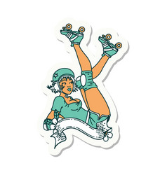 Tattoo Sticker A Pinup Roller Derby Girl