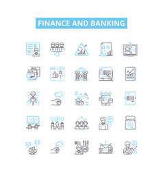 Finance And Banking Line Icons Set Banking