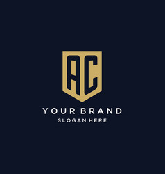 Ac Monogram Initials Logo Design With Shield Icon