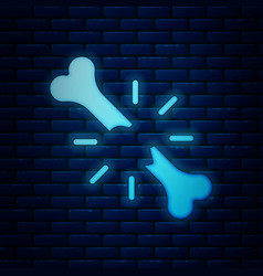 Glowing Neon Human Broken Bone Icon Isolated