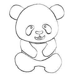 Panda Bear Cub Outline Isolated On White