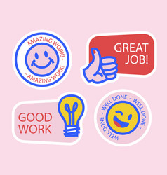 Set Drawn Motivational Great Job Stickers