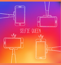 Selfie Queen Smartphone And Stick Hand