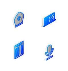 Set Isometric Line Medical Clinical Record Pope