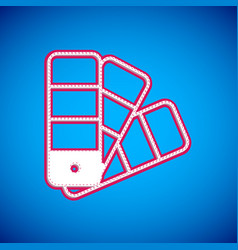 White Color Palette Guide Icon Isolated On Blue