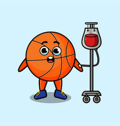 Cute Cartoon Basketball Having Blood Transfusion