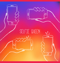 Selfie Queen Smartphone And Hand Drawn