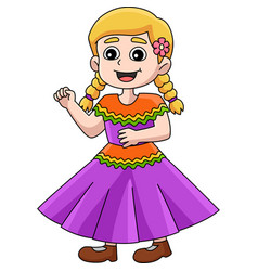 Mexican Girl Cartoon Colored Clipart