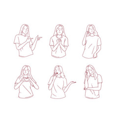 Various Behavior Pose Happy Expression Woman