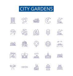 City Gardens Line Icons Signs Set Design