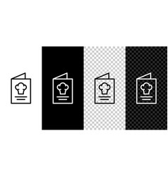 Set Line Cookbook Icon Isolated On Black And White