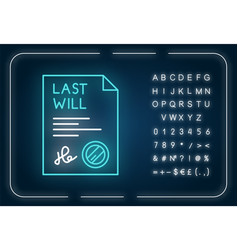 Signed Last Will Neon Light Icon Document