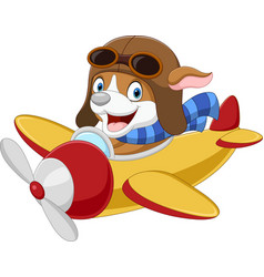 Cartoon Little Dog Operating A Plane