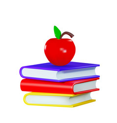 Render Of A Red Apple With Stack Books