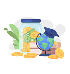 Savings For Education Abroad Flat Concept