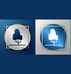 White Fruit Tree Icon Isolated On Blue And Grey