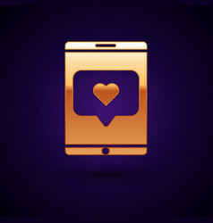 Gold Mobile Phone And Like With Heart Icon