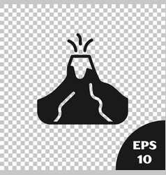 Black Volcano Eruption With Lava Icon Isolated