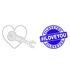 Blue Scratched Tag Iloveyou Stamp And Web Carcass