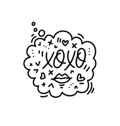 Hand Drawn Word Xoxo In Speech Bubble