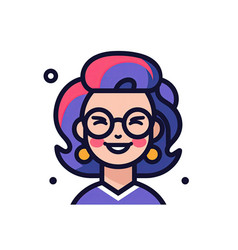 A Smiling Woman With Colorful Hair And Glasses