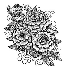 Marigold Flower Entangle Style Tattoo Drawing